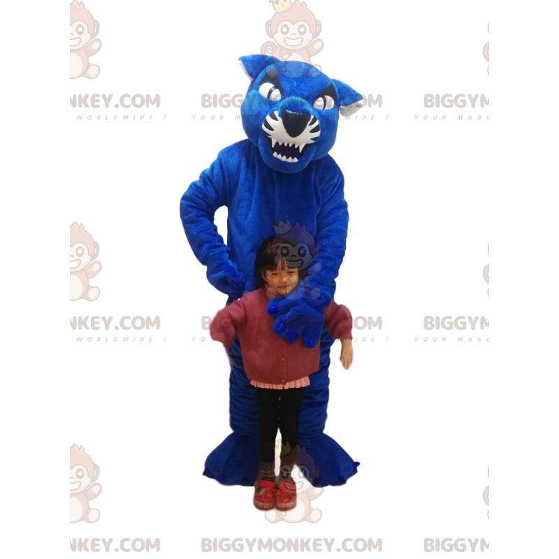 Blaues und schwarzes Tiger-BIGGYMONKEY™-Maskottchen-Kostüm.