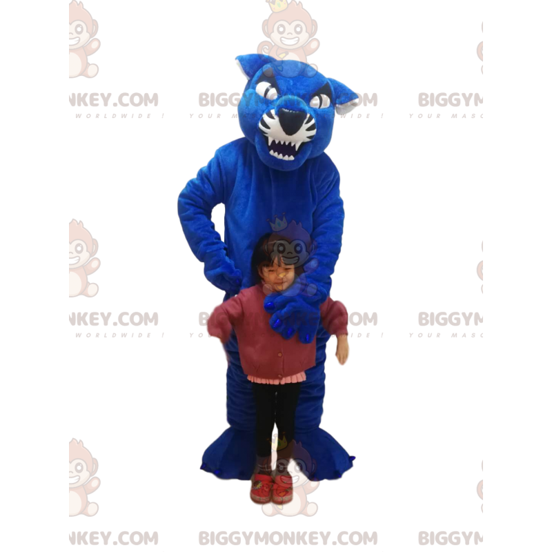 Costume de mascotte BIGGYMONKEY™ de tigre bleu et noir. Costume