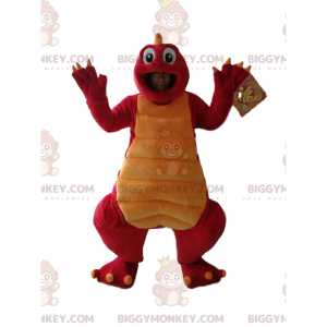 Red and Yellow Funny Dinosaur BIGGYMONKEY™ Mascot Costume -