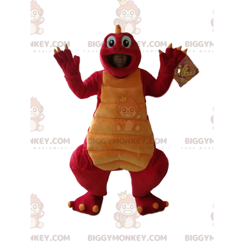 Red and Yellow Funny Dinosaur BIGGYMONKEY™ Mascot Costume –