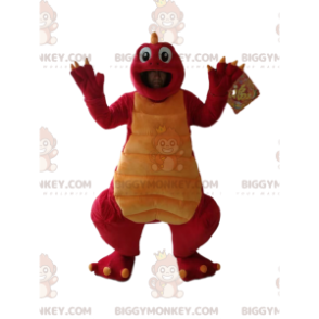 Rode en gele grappige dinosaurus BIGGYMONKEY™ mascottekostuum -
