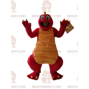 Rode en gele grappige dinosaurus BIGGYMONKEY™ mascottekostuum -