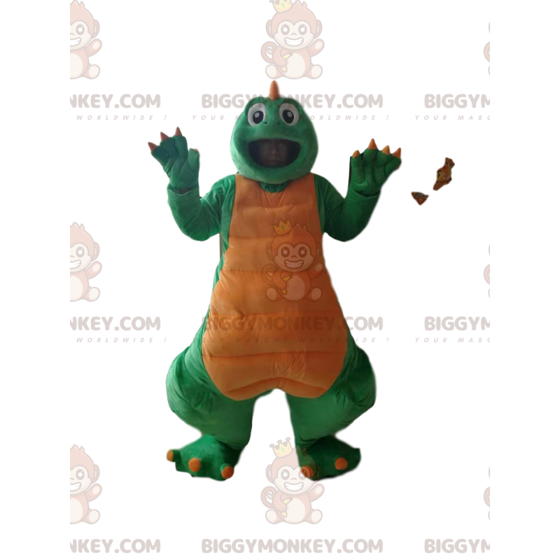 Grün-gelber Dinosaurier BIGGYMONKEY™ Maskottchen-Kostüm -