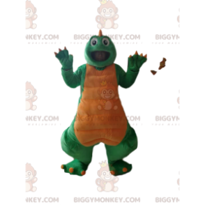 Disfraz de mascota dinosaurio verde y amarillo BIGGYMONKEY™ -