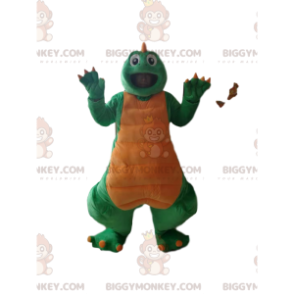 Groene en gele dinosaurus BIGGYMONKEY™ mascottekostuum -