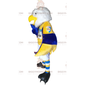 White Golden Eagle BIGGYMONKEY™ Mascot Costume In Blue And
