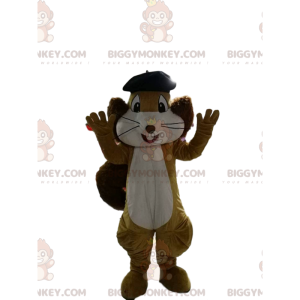 BIGGYMONKEY™ maskottiasu, ruskea ja valkoinen orava mustalla