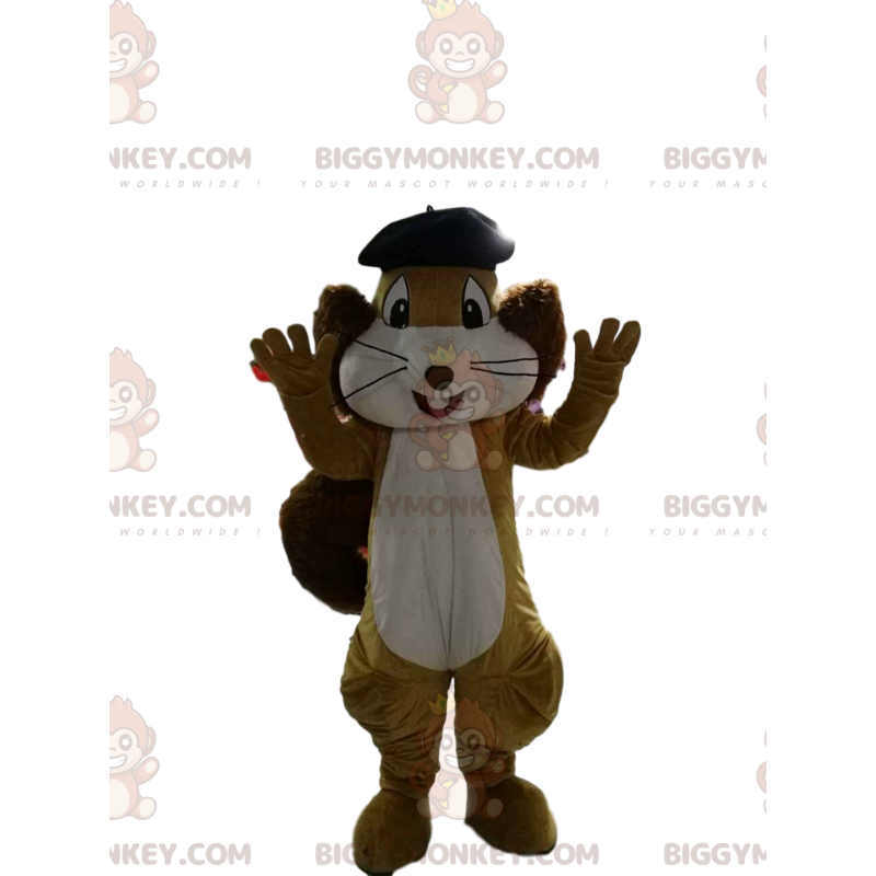 BIGGYMONKEY™ Costume da mascotte Scoiattolo marrone e bianco