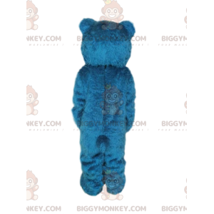 BIGGYMONKEY™ Maskottchenkostüm Blauer Bär mit schwarzen Augen -