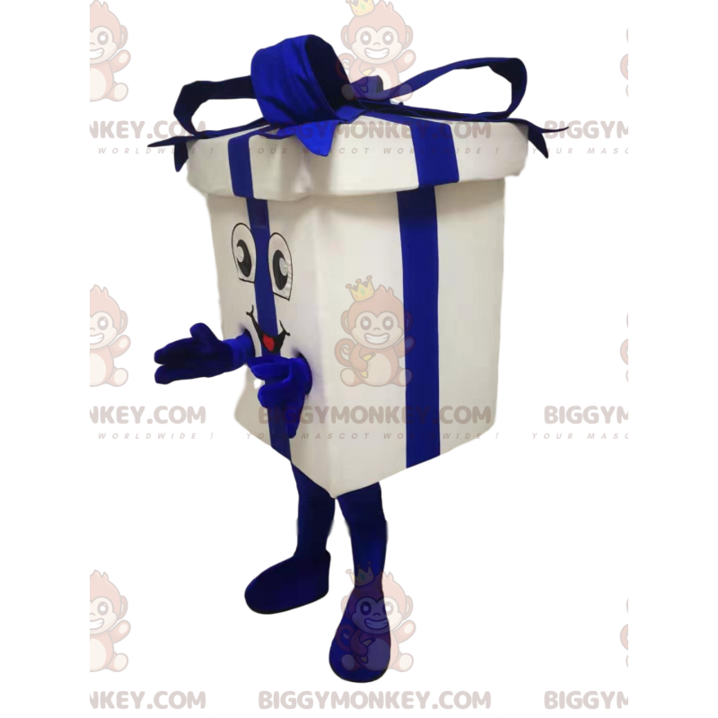 Hvid og blå gavepakke BIGGYMONKEY™ maskotkostume -