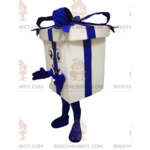 Valkoinen ja sininen lahjapakkaus BIGGYMONKEY™ maskottiasu -