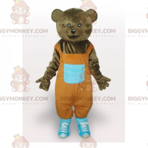 Disfraz de mascota de oso pardo BIGGYMONKEY™ con overol naranja