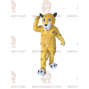 BIGGYMONKEY™ Mascot Costume Yellow Leopard with Gray Spots -