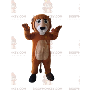 Brun og solbrun løve BIGGYMONKEY™ maskotkostume. løve kostume -