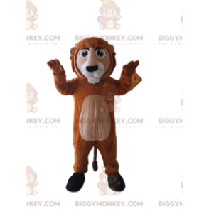 Costume de mascotte BIGGYMONKEY™ de lion marron et beige.