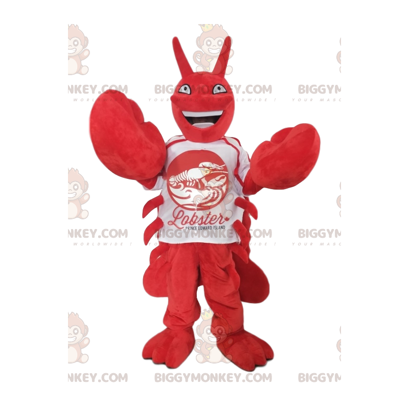 Hilarious Lobster BIGGYMONKEY™ Mascot Costume With White Jersey