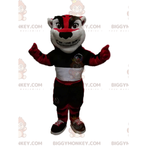 Red and Black Tiger BIGGYMONKEY™ Mascot Costume With Sportswear
