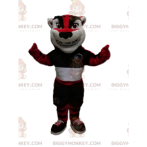 Red and Black Tiger BIGGYMONKEY™ Mascot Costume With Sportswear