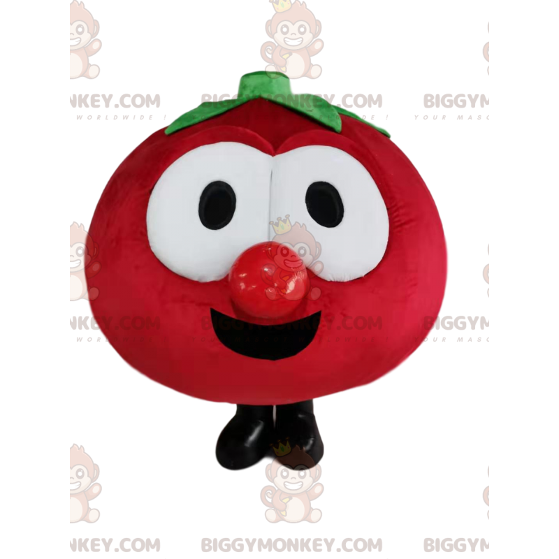 Traje de mascote BIGGYMONKEY™ de tomate vermelho muito alegre –