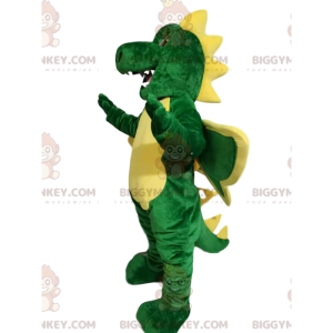 Groene en gele grappige draak BIGGYMONKEY™ mascottekostuum -