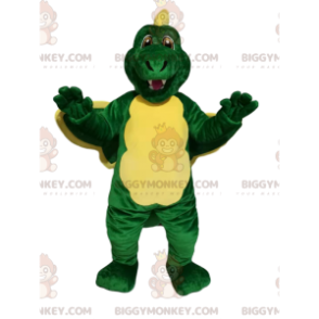 Disfraz de mascota Dragón divertido verde y amarillo
