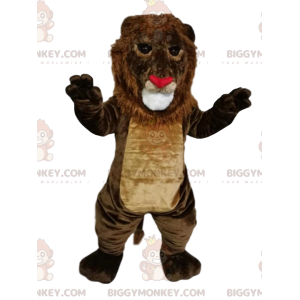 BIGGYMONKEY™ Costume mascotte naso di leone marrone cuore di