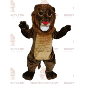 BIGGYMONKEY™ Costume mascotte naso di leone marrone cuore di