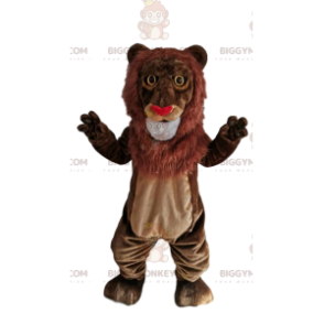 BIGGYMONKEY™ Costume mascotte naso di leone marrone cuore di