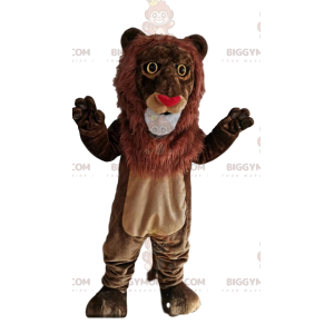 BIGGYMONKEY™ Costume mascotte naso di leone marrone cuore di