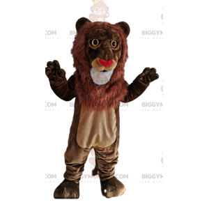 Brązowy kostium maskotki z nosem w kształcie serca lwa