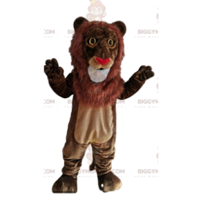 Costume de mascotte BIGGYMONKEY™ de lion marron avec un nez en