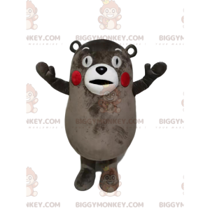 Kostým maskota BIGGYMONKEY™ Šedobílý medvídek s červenými