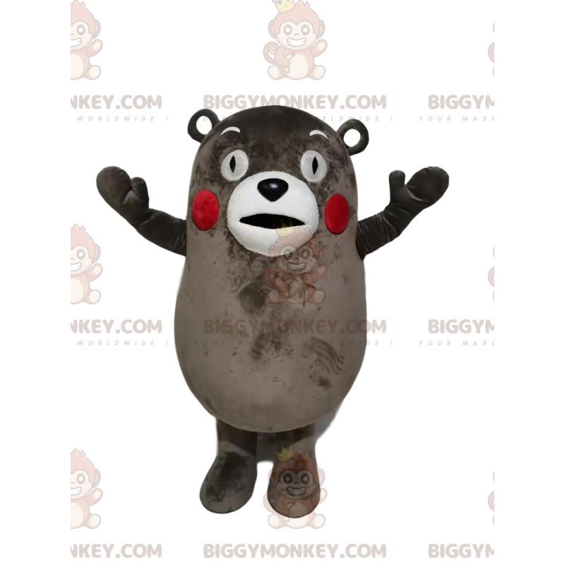 BIGGYMONKEY™ μασκότ στολή γκρι και λευκό αρκουδάκι με κόκκινα