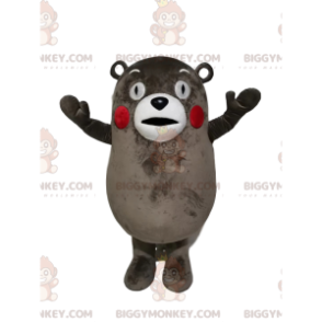 Kostým maskota BIGGYMONKEY™ Šedobílý medvídek s červenými