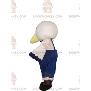 BIGGYMONKEY™ Little White Bird Mascot Costume With Blue