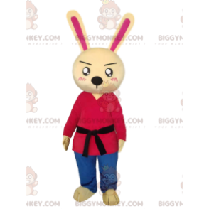 Rabbit BIGGYMONKEY™ Mascot Costume with Black Belt –