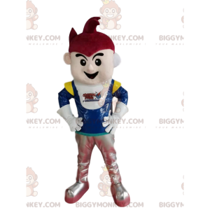 Cosmonaut BIGGYMONKEY™ Mascot Costume with Red Hair and Blue