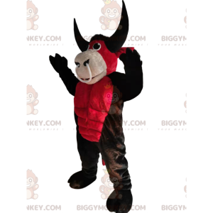 Disfraz de mascota BIGGYMONKEY™ de buey rojo y marrón con aro