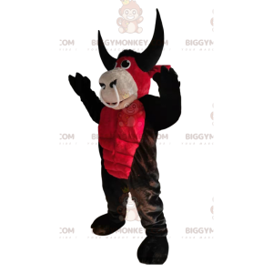 Costume de mascotte BIGGYMONKEY™ de bœuf rouge et marron avec