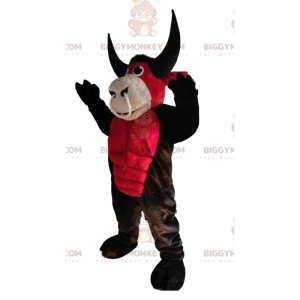 Red and Brown Ox BIGGYMONKEY™ Mascot Costume with Nose Ring –
