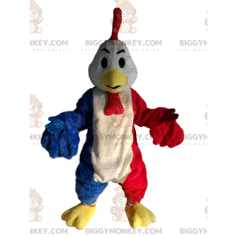 BIGGYMONKEY™ Mascot Costume Tricolor Rooster With Awesome Crest