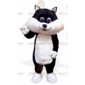 Costume da mascotte gattino gatto bianco e nero BIGGYMONKEY™ -