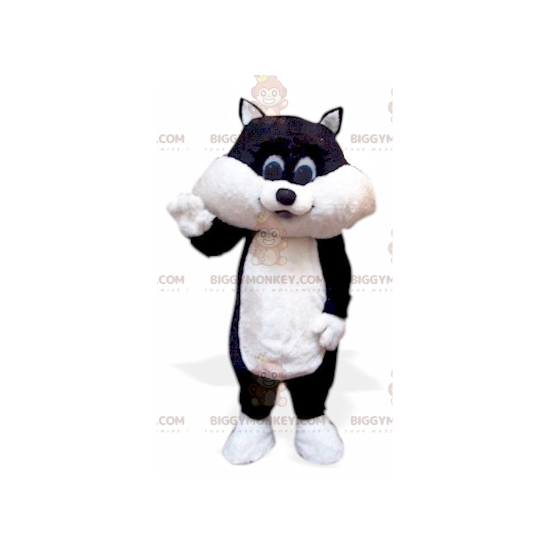 Costume da mascotte gattino gatto bianco e nero BIGGYMONKEY™ -