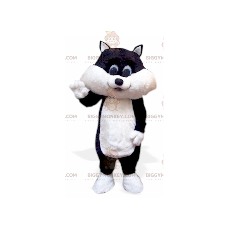 Traje de mascote de gatinho preto e branco BIGGYMONKEY™ –