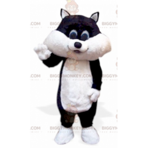Schwarz-weißes Katzen-Kätzchen-BIGGYMONKEY™-Maskottchen-Kostüm