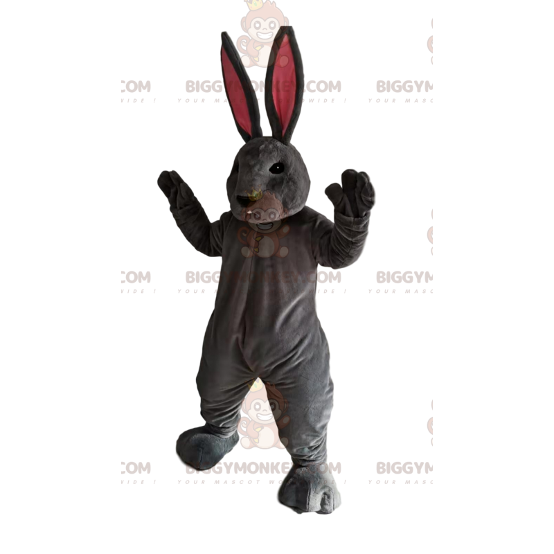 BIGGYMONKEY™ Mascot Costume Gray Rabbit With Huge Pink Ears –