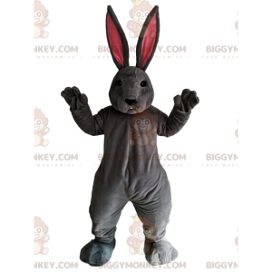 BIGGYMONKEY™ Mascot Costume Gray Rabbit With Huge Pink Ears –