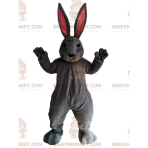 Costume de mascotte BIGGYMONKEY™ de lapin gris avec d'immenses