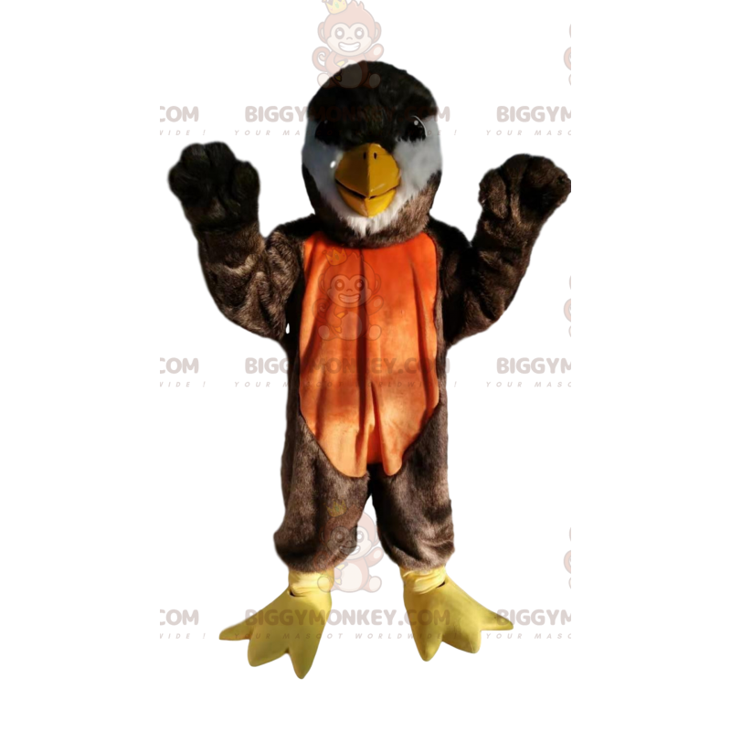 BIGGYMONKEY™ Costume da mascotte Uccello marrone e arancione