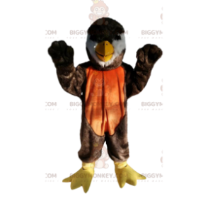 BIGGYMONKEY™ Costume da mascotte Uccello marrone e arancione